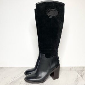 Franco Sarto Rivet Black Suede Leather Tall Boot 8 1/2 M